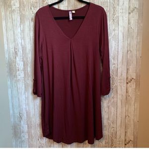 💗3 for $30💗Burgundy 3/4 Sleeve V-Neck Mini Dress